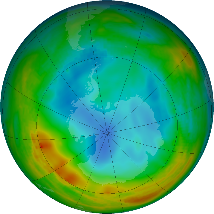 Antarctic ozone map for 27 June 1984